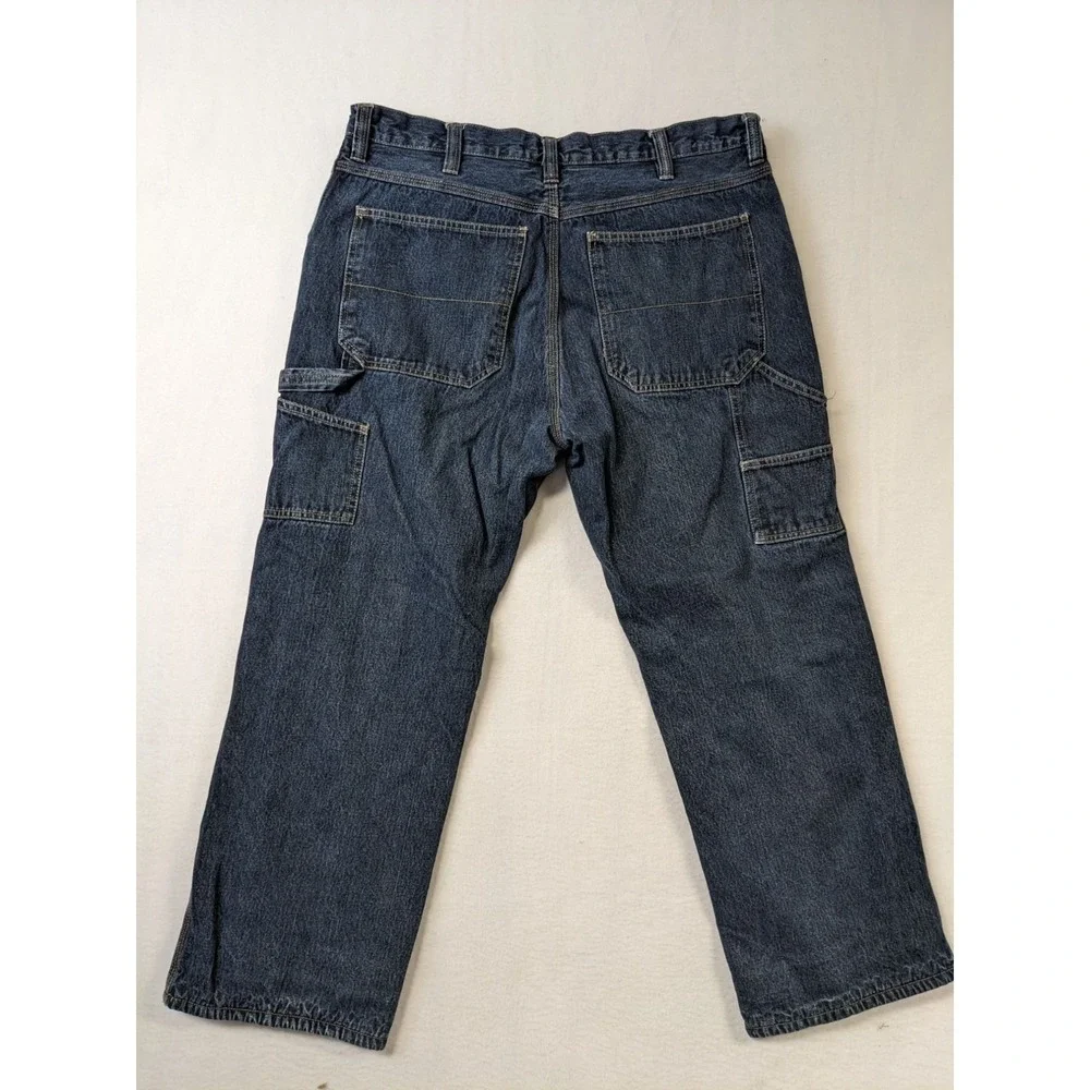 Faded Glory Mens Lined Denim Carpenter Jeans 38 x 32 Relaxed Fit Blue